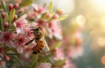 Eine Biene an einer Manuka-Blüte (Foto: AdobeStock_702831869 vxnaghiyev)